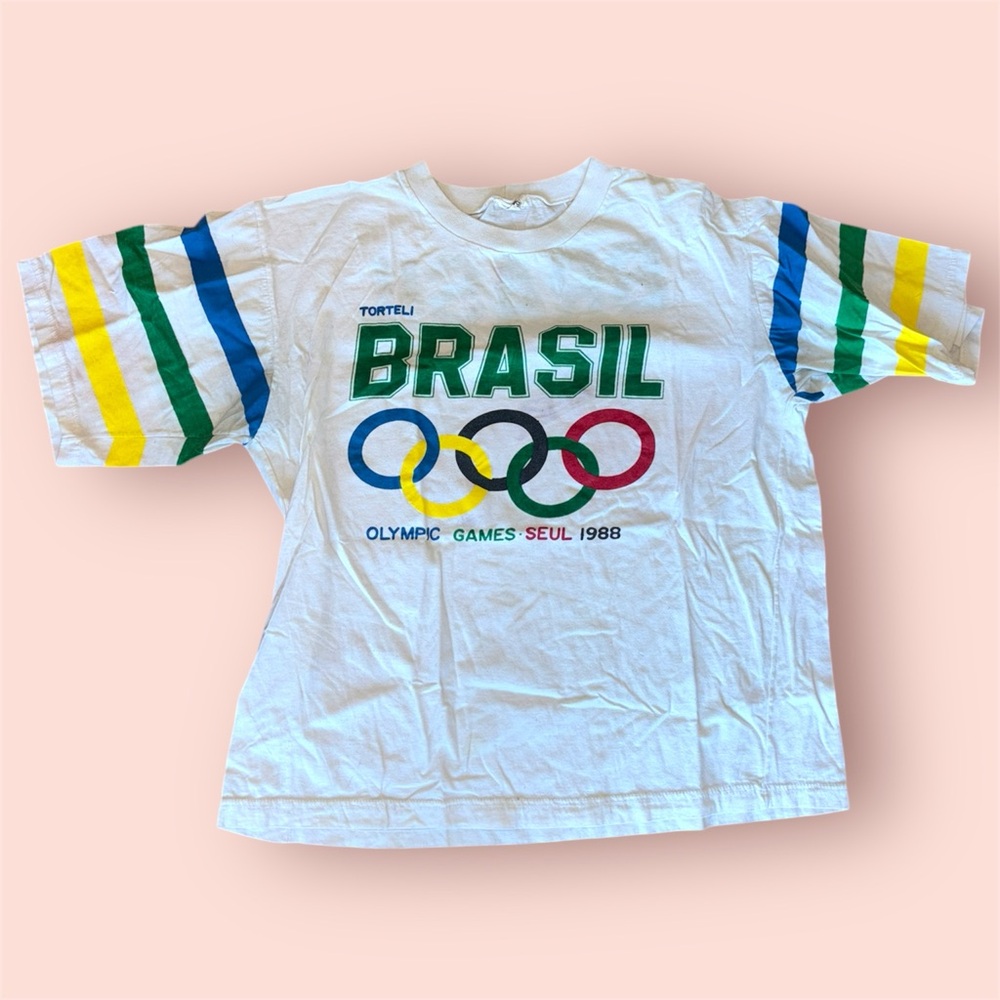 AUTHENTIC 1988 BRAZIL OLYMPICS T SHIRT SIZE SMALL/ MEDIUM VINTAGE